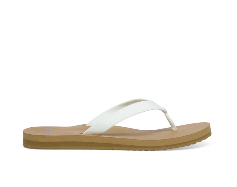 Sanuk Ashland ST Vegan - Sanuk Flip Flops Womens White / Brown - Philippines RKSMQW460